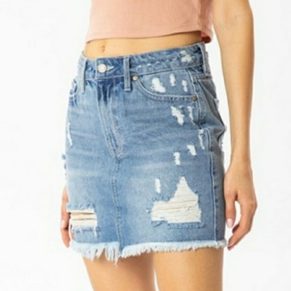 KANCAN Destroyed Denim Skirt - Picture 2 of 5